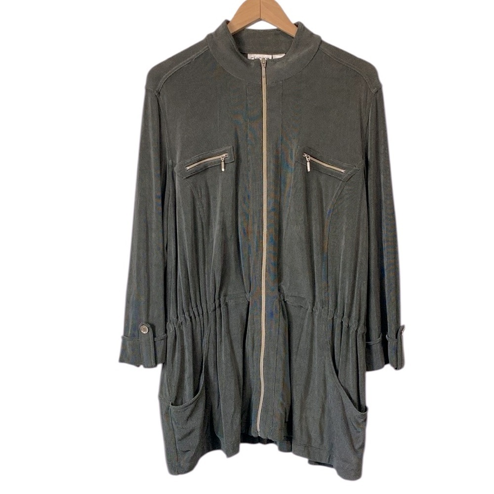 Chico's Travelers green zip up jacket gold hardware size 3 or XL